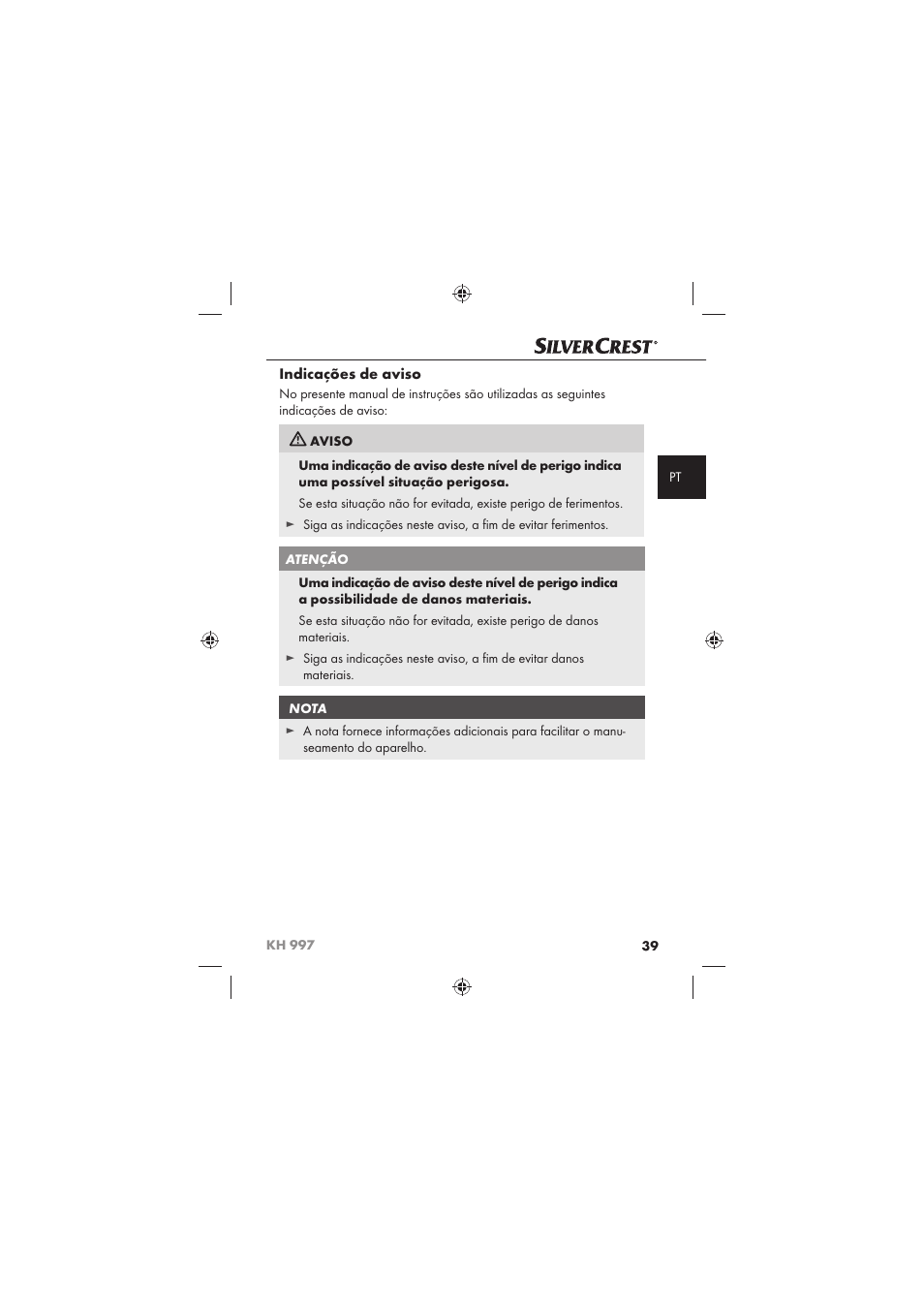 Indicações de aviso | Silvercrest KH 997 User Manual | Page 41 / 74