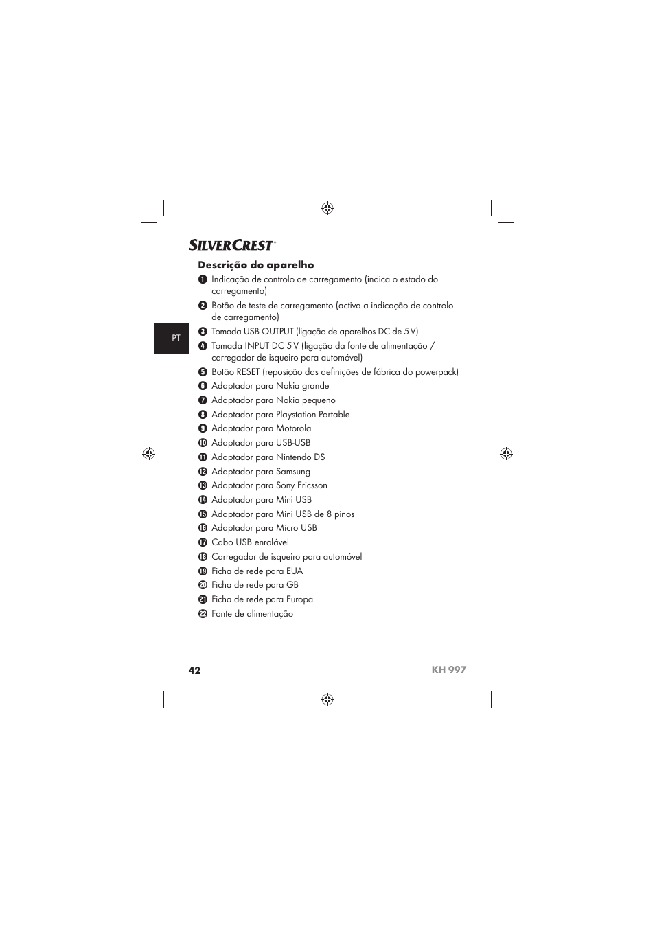 Descrição do aparelho | Silvercrest KH 997 User Manual | Page 44 / 74