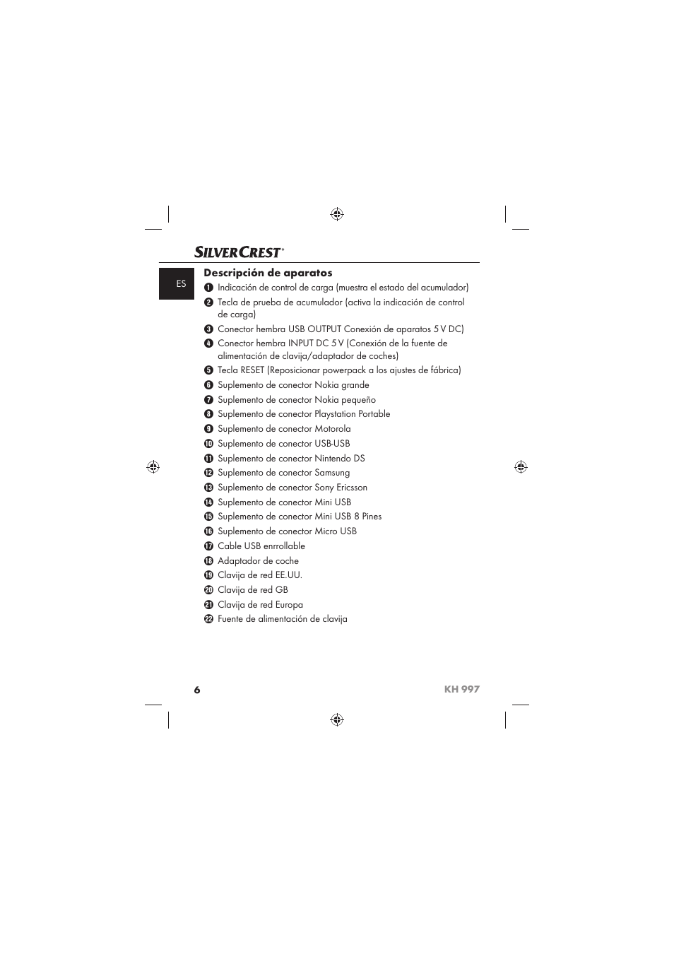 Descripción de aparatos | Silvercrest KH 997 User Manual | Page 8 / 74