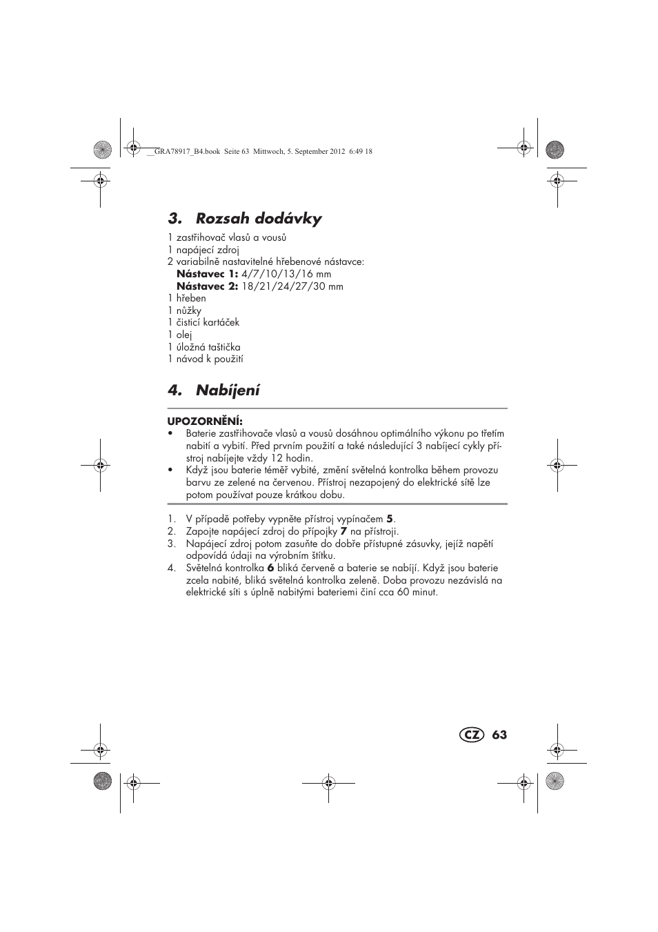 Rozsah dodávky, Nabíjení | Silvercrest SHBS 600 A1 User Manual | Page 65 / 104