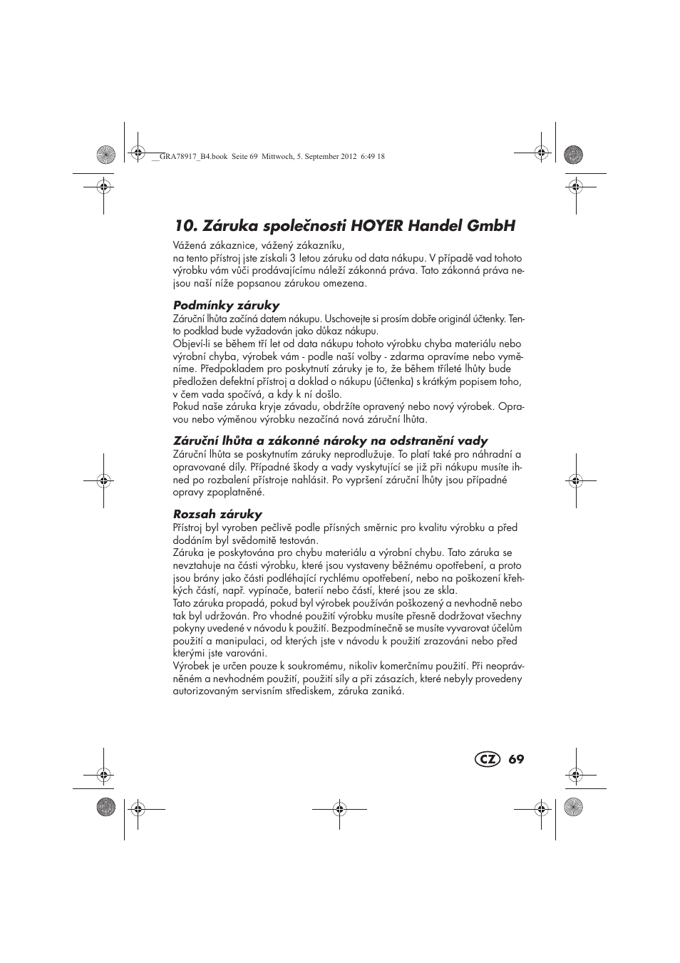 Záruka spolenosti hoyer handel gmbh | Silvercrest SHBS 600 A1 User Manual | Page 71 / 104