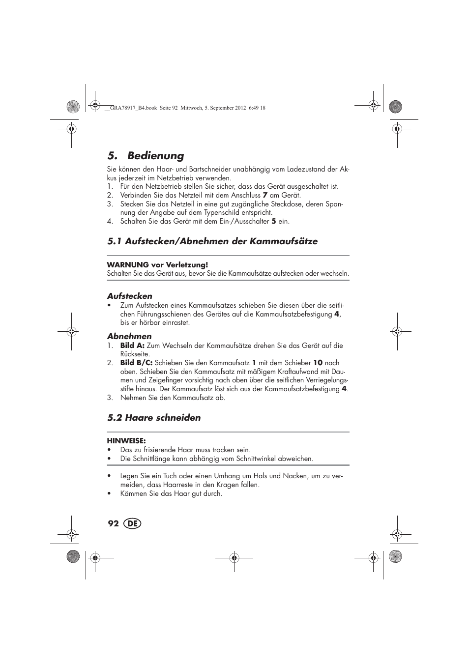 Bedienung | Silvercrest SHBS 600 A1 User Manual | Page 94 / 104