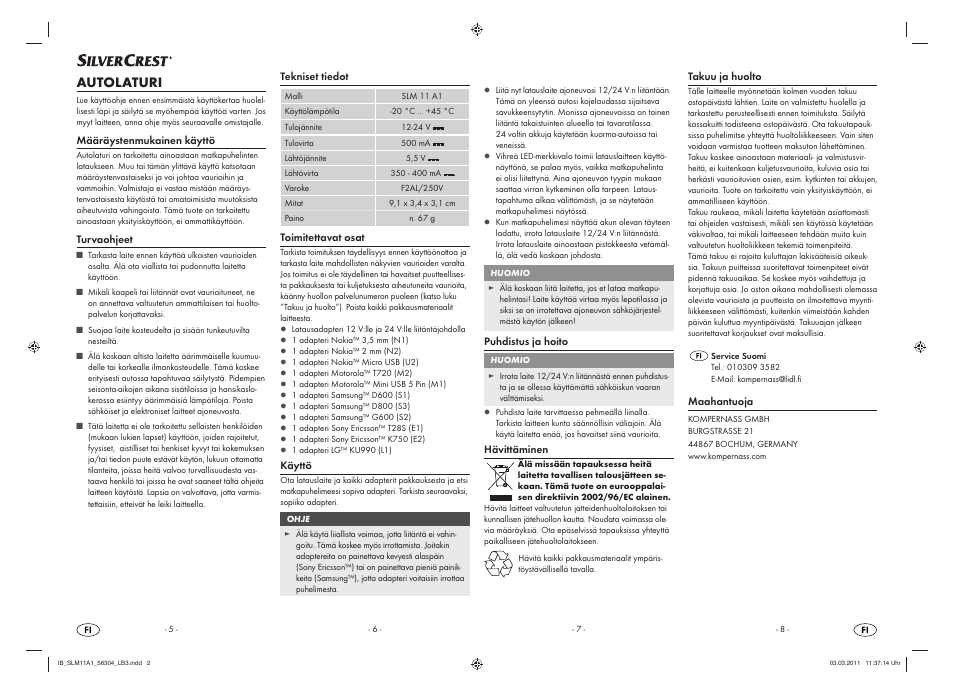 Autolaturi | Silvercrest SLM 11 A1 User Manual | Page 2 / 4