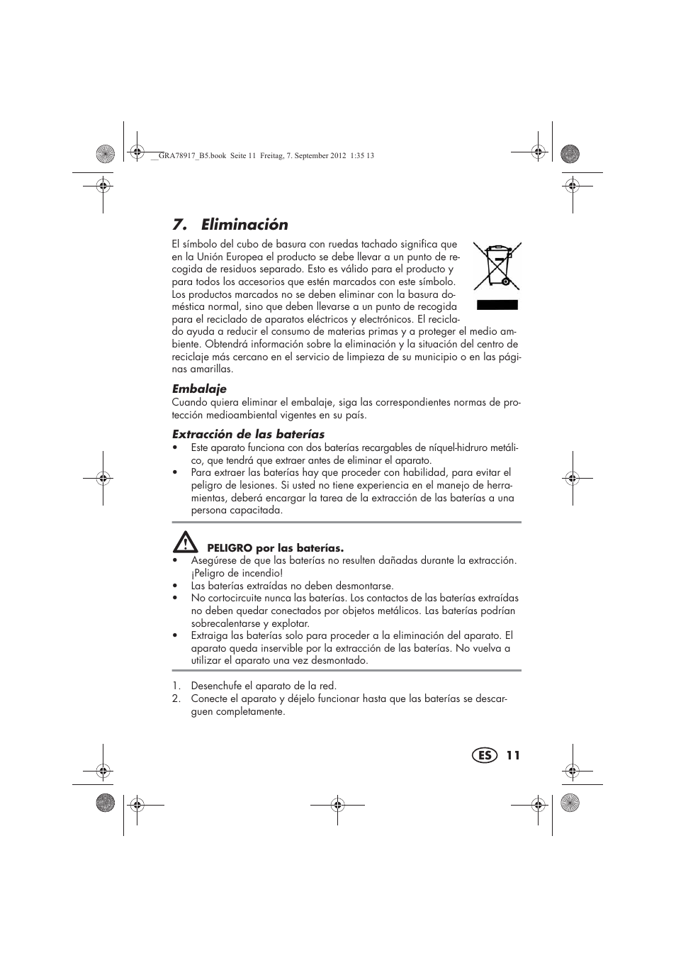 Eliminación | Silvercrest SHBS 600 A1 User Manual | Page 13 / 76