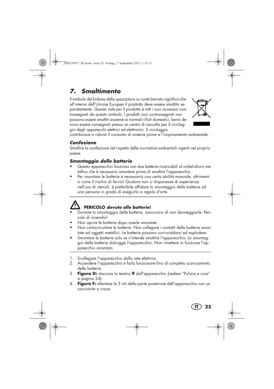 Smaltimento | Silvercrest SHBS 600 A1 User Manual | Page 27 / 76