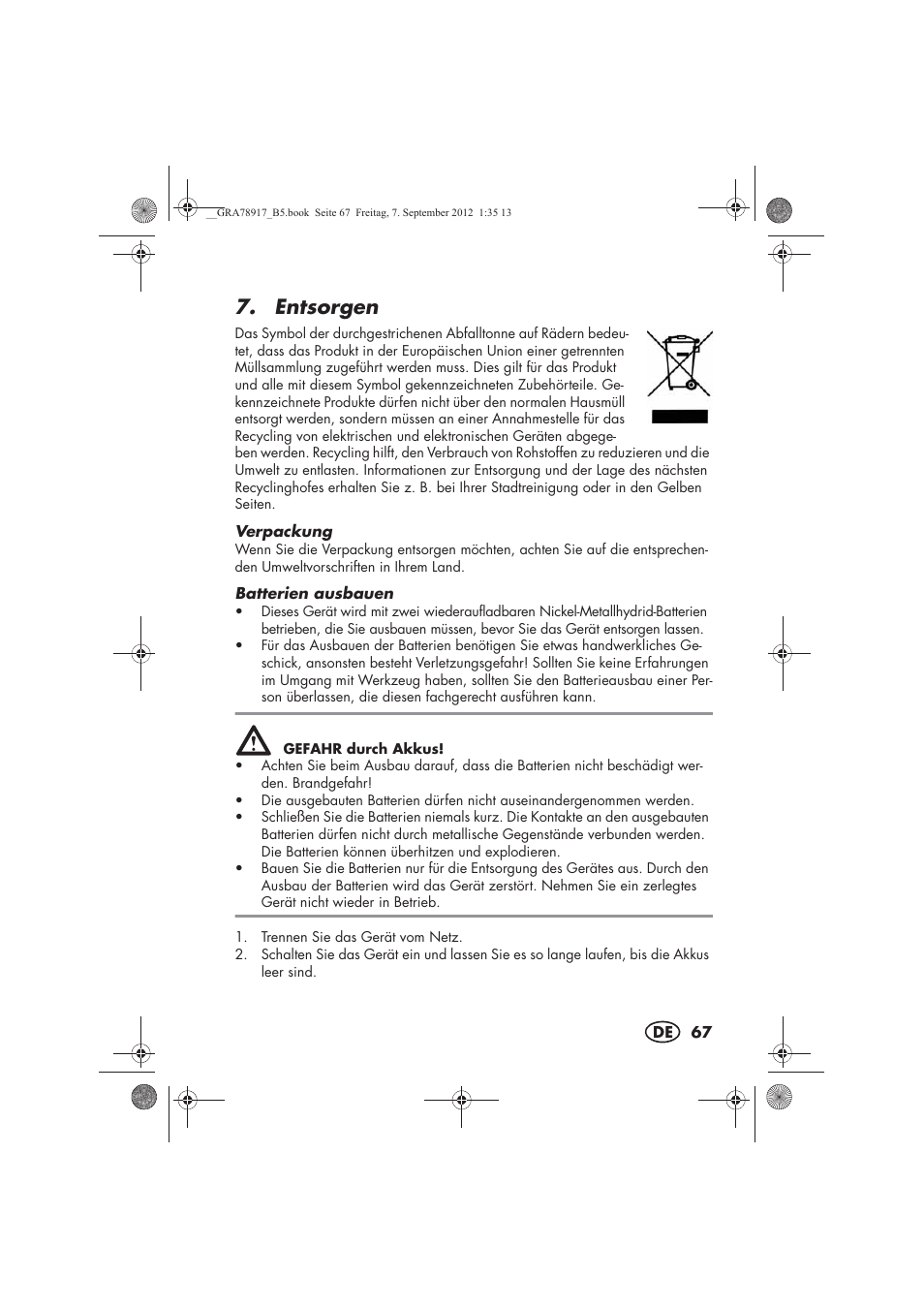 Entsorgen | Silvercrest SHBS 600 A1 User Manual | Page 69 / 76