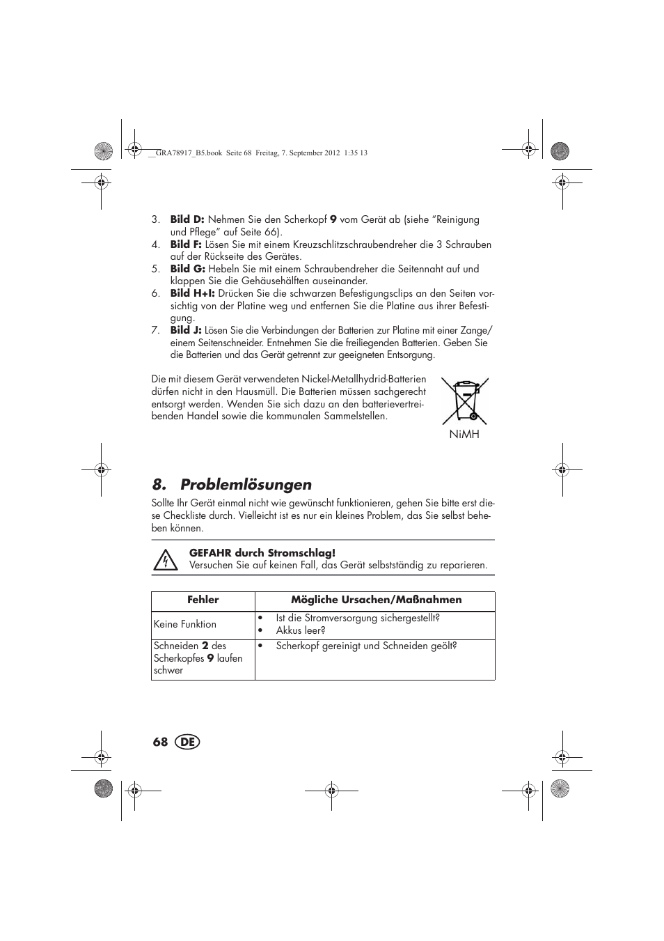 Problemlösungen | Silvercrest SHBS 600 A1 User Manual | Page 70 / 76