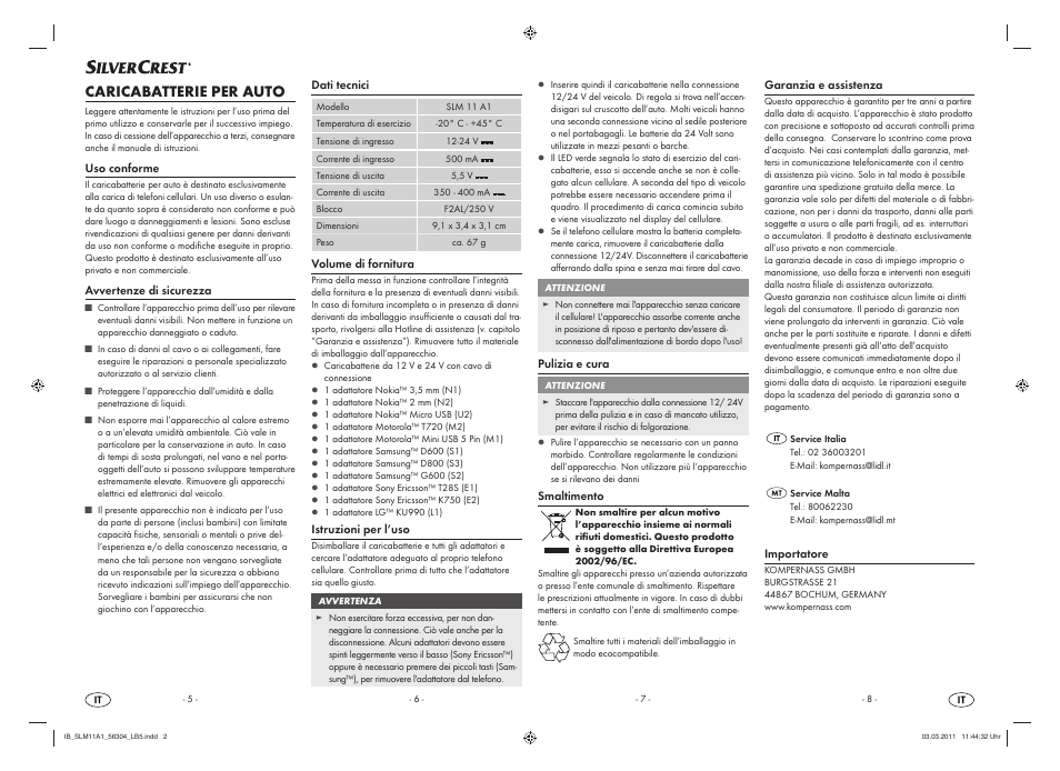 Caricabatterie per auto | Silvercrest SLM 11 A1 User Manual | Page 2 / 4