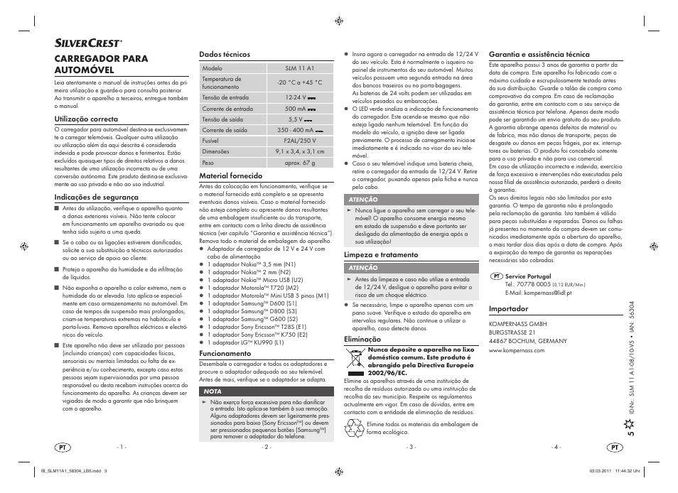 Carregador para automóvel | Silvercrest SLM 11 A1 User Manual | Page 3 / 4