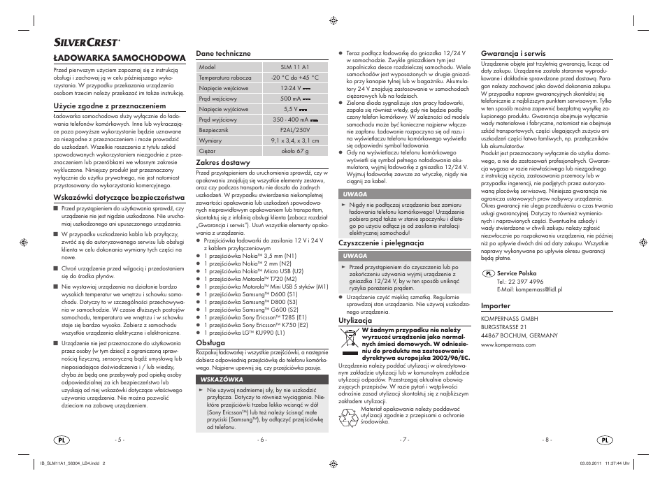 Ładowarka samochodowa | Silvercrest SLM 11 A1 User Manual | Page 2 / 6