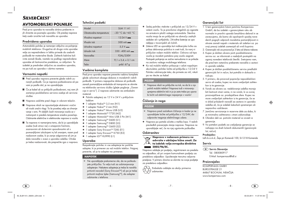 Avtomobilski polnilec | Silvercrest SLM 11 A1 User Manual | Page 4 / 6