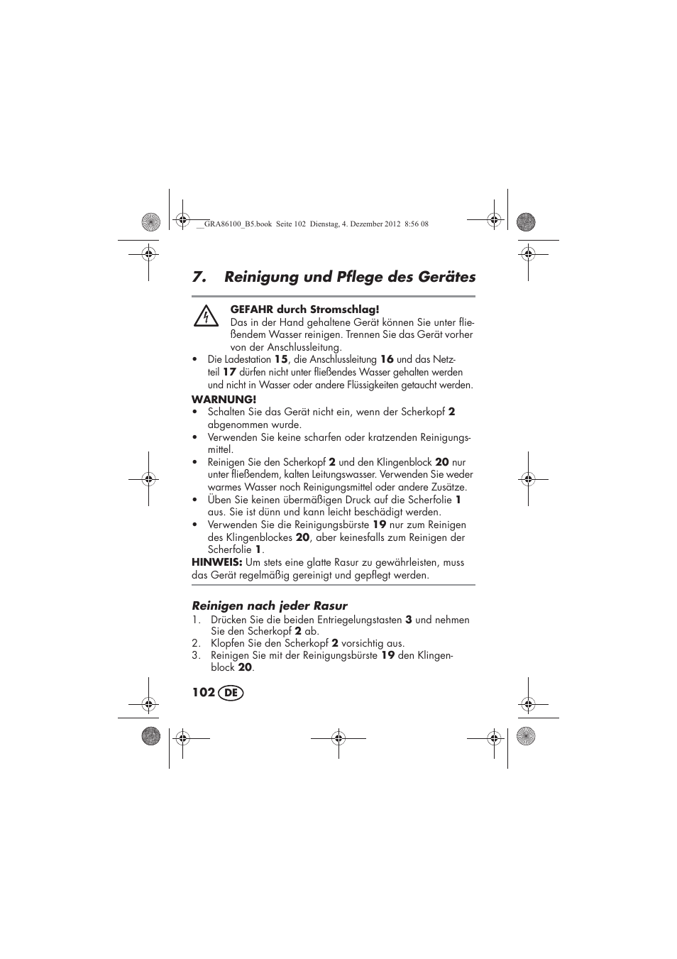 Reinigung und pflege des gerätes | Silvercrest SDR 1000 A1 User Manual | Page 104 / 116