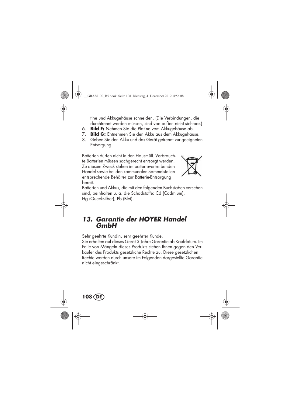 Garantie der hoyerhandel gmbh | Silvercrest SDR 1000 A1 User Manual | Page 110 / 116