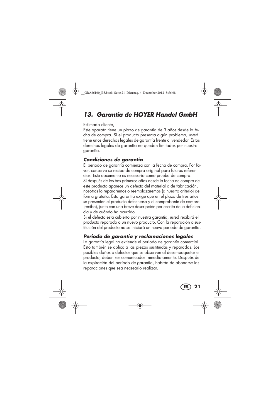 Garantía de hoyer handel gmbh | Silvercrest SDR 1000 A1 User Manual | Page 23 / 116