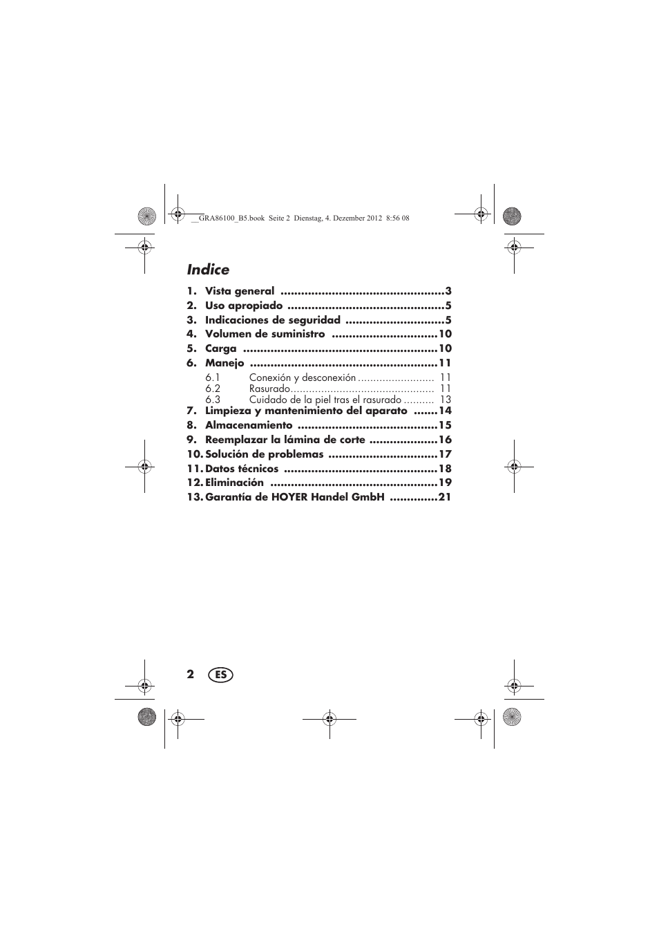 Indice | Silvercrest SDR 1000 A1 User Manual | Page 4 / 116