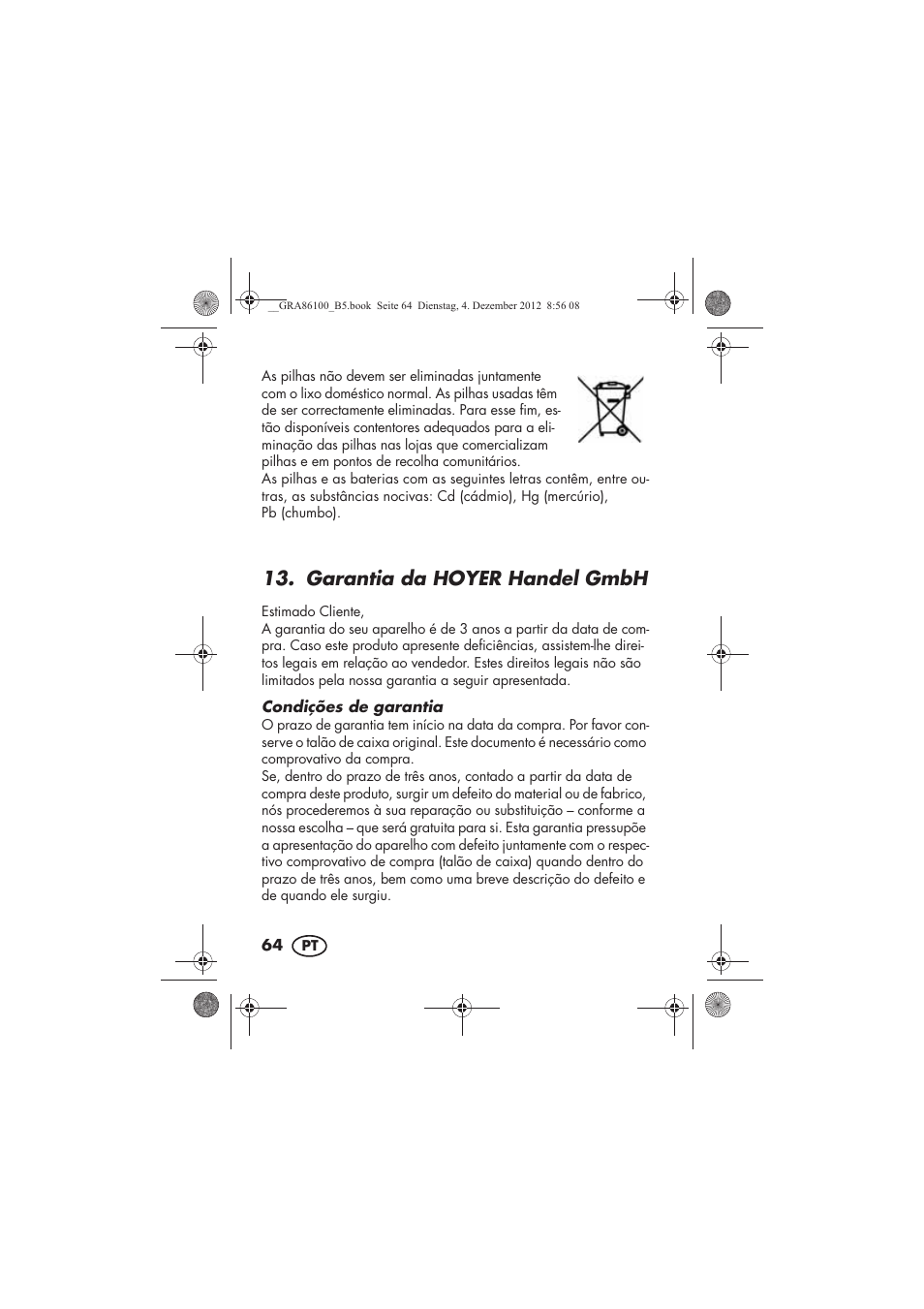 Garantia da hoyer handel gmbh | Silvercrest SDR 1000 A1 User Manual | Page 66 / 116