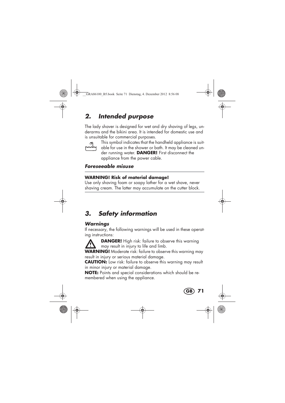 Intended purpose, Safety information | Silvercrest SDR 1000 A1 User Manual | Page 73 / 116
