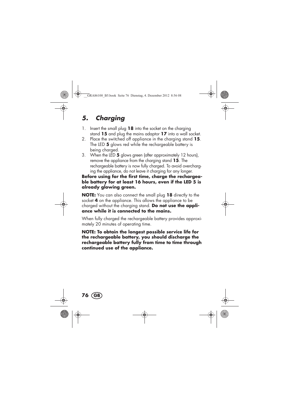 Charging | Silvercrest SDR 1000 A1 User Manual | Page 78 / 116