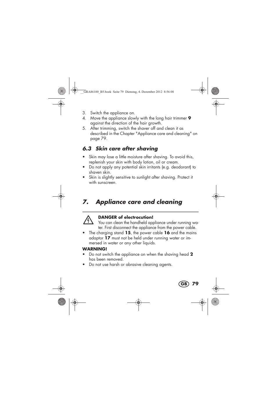 Appliance care and cleaning | Silvercrest SDR 1000 A1 User Manual | Page 81 / 116