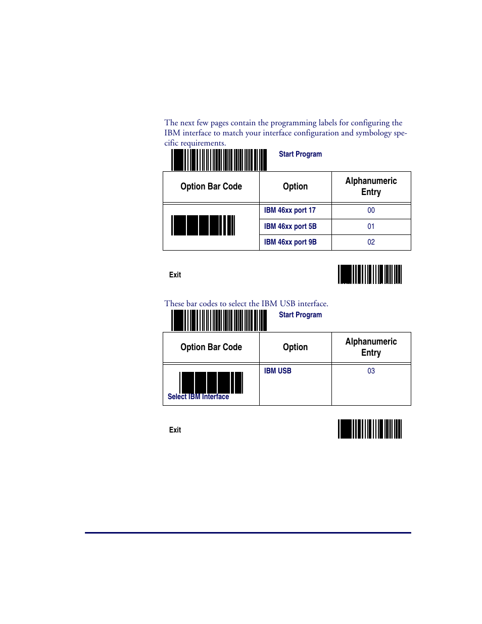 Ibm interface (46xx/usb) | Datalogic Scanning QUICKSCAN QS2500 User Manual | Page 17 / 76