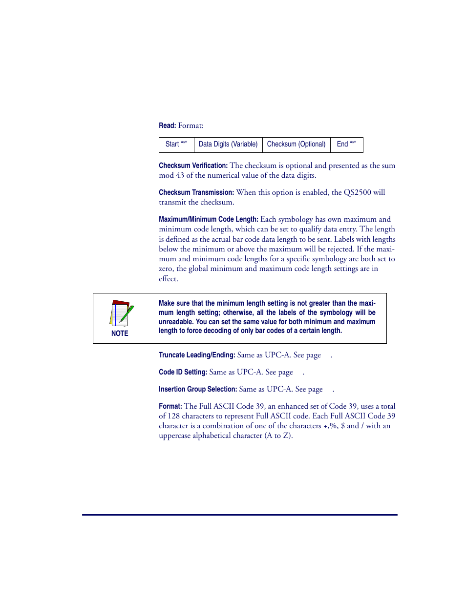 Code 39 | Datalogic Scanning QUICKSCAN QS2500 User Manual | Page 39 / 76