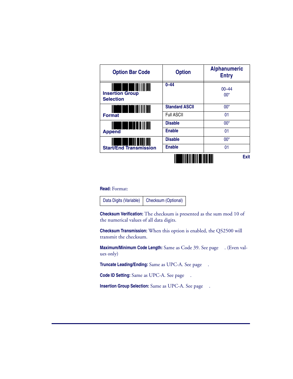 Interleaved 2 of 5 | Datalogic Scanning QUICKSCAN QS2500 User Manual | Page 41 / 76