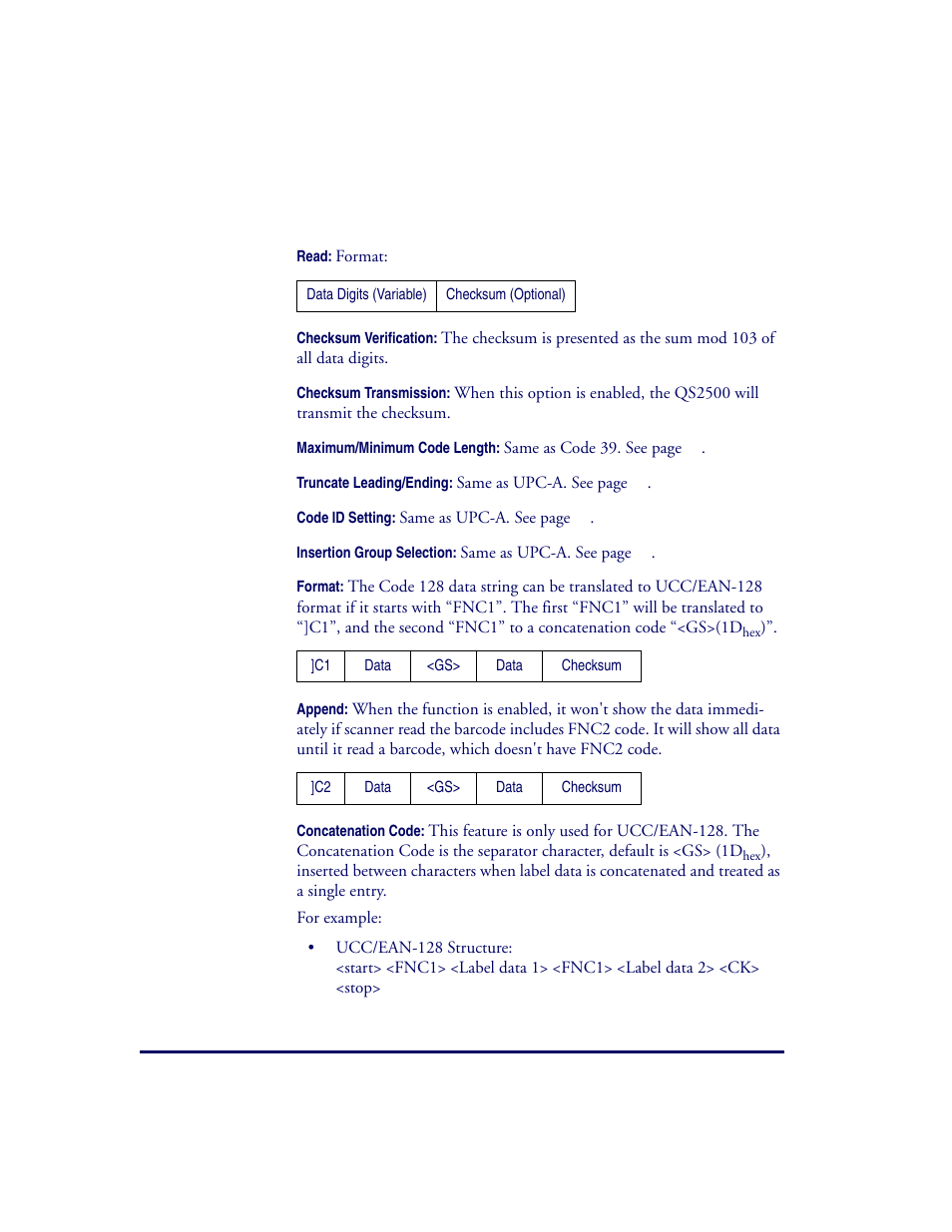 Code 128 | Datalogic Scanning QUICKSCAN QS2500 User Manual | Page 48 / 76