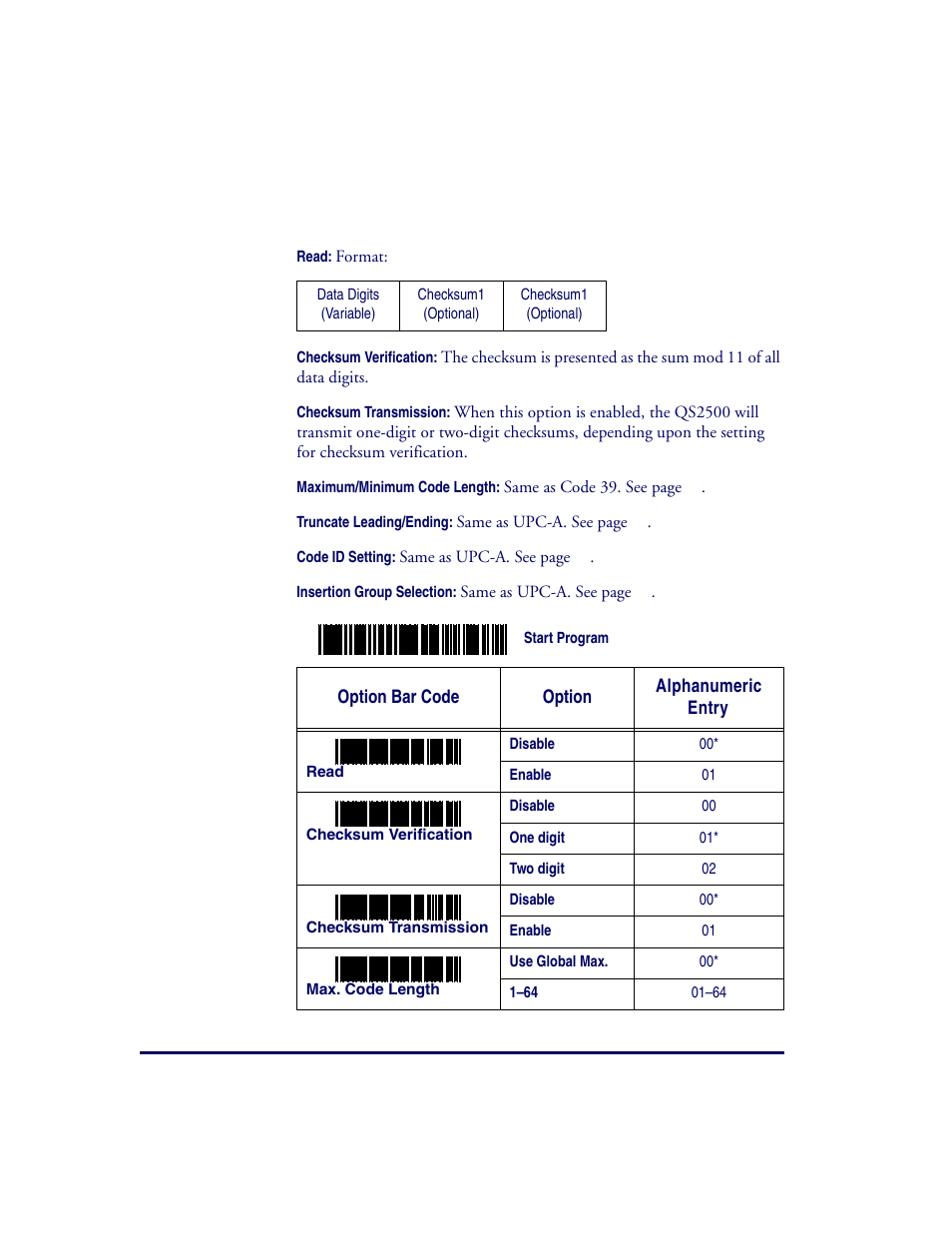 Code 11 | Datalogic Scanning QUICKSCAN QS2500 User Manual | Page 52 / 76