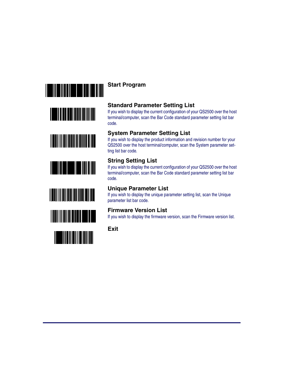 Appendix d - parameter setting list | Datalogic Scanning QUICKSCAN QS2500 User Manual | Page 72 / 76