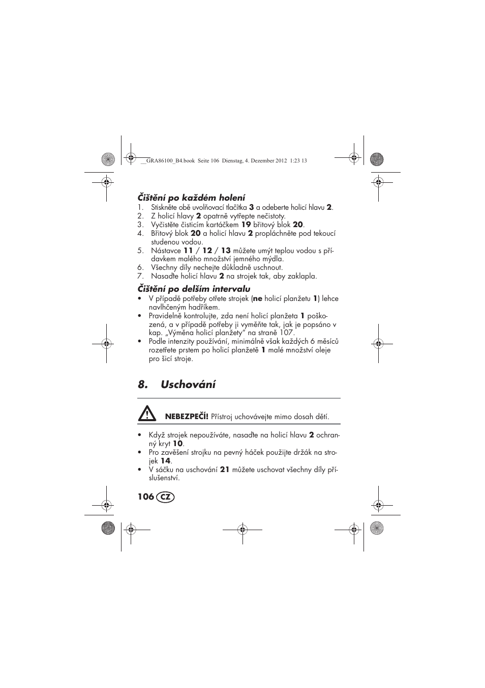 Uschování | Silvercrest SDR 1000 A1 User Manual | Page 108 / 160