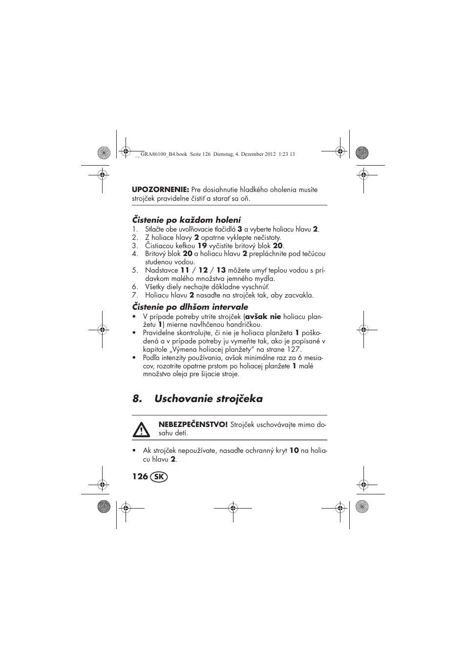 Uschovanie strojeka | Silvercrest SDR 1000 A1 User Manual | Page 128 / 160