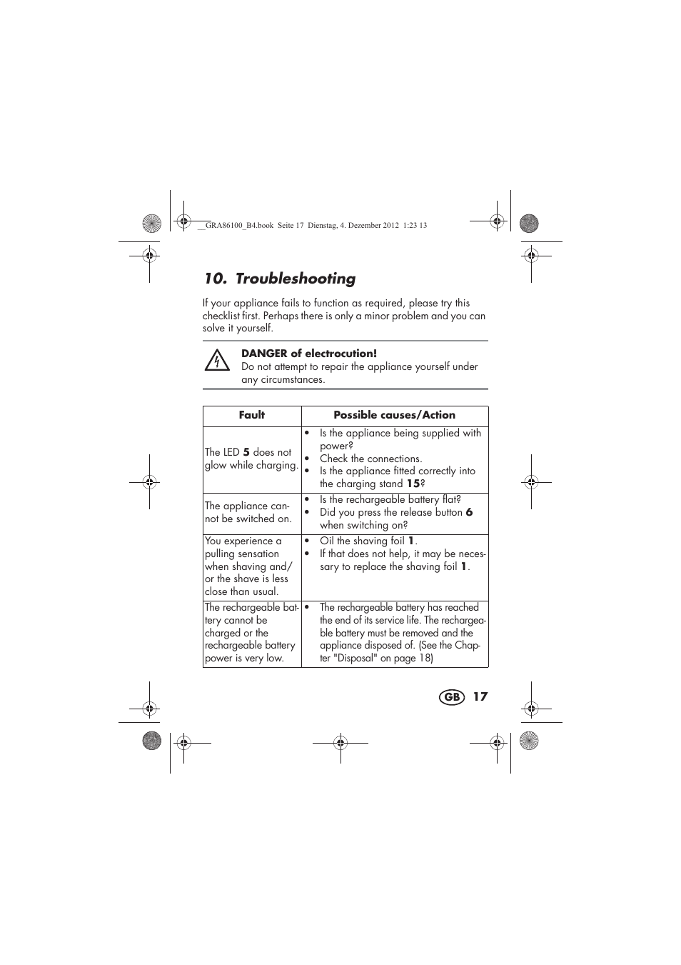 Troubleshooting | Silvercrest SDR 1000 A1 User Manual | Page 19 / 160