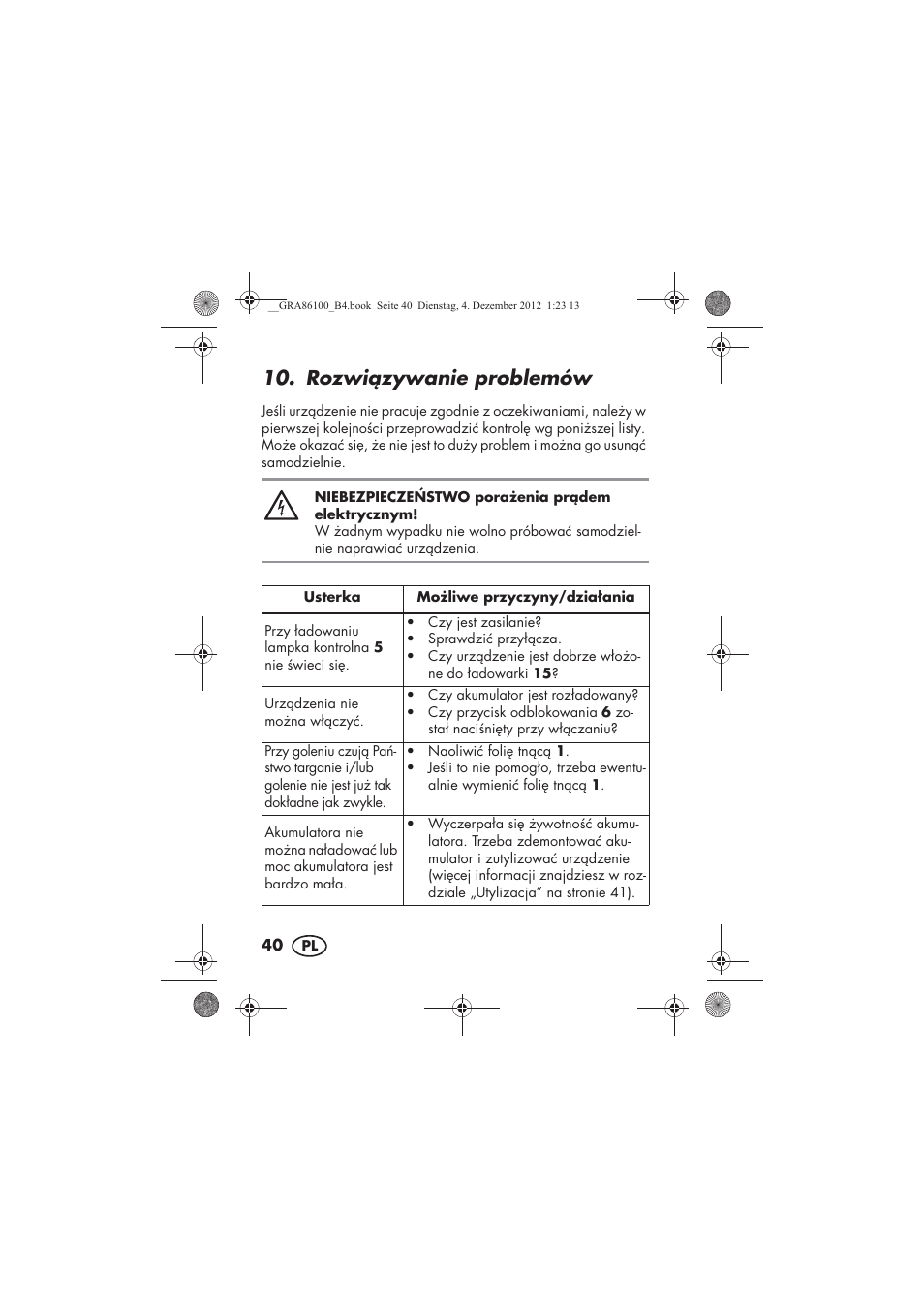 Rozwizywanie problemów | Silvercrest SDR 1000 A1 User Manual | Page 42 / 160