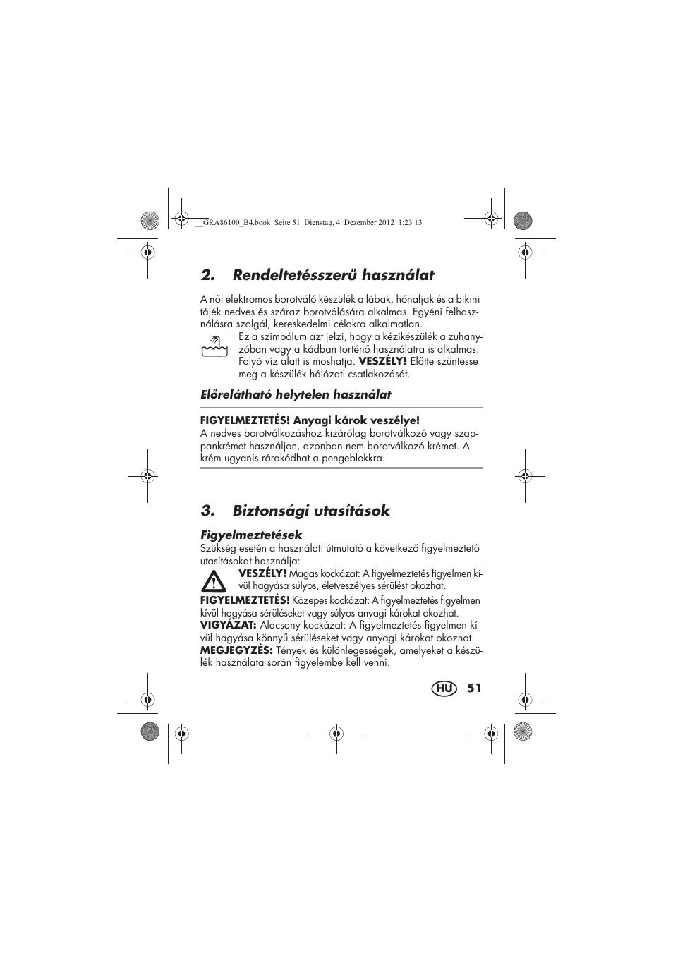 Rendeltetésszer használat, Biztonsági utasítások | Silvercrest SDR 1000 A1 User Manual | Page 53 / 160