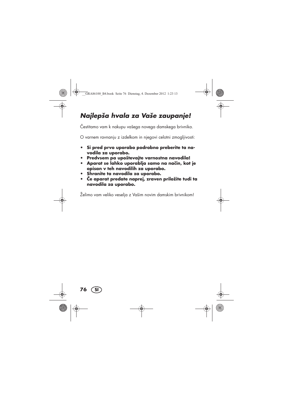 Najlepša hvala za vaše zaupanje | Silvercrest SDR 1000 A1 User Manual | Page 78 / 160