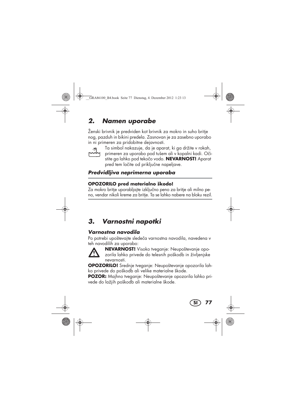 Namen uporabe, Varnostni napotki | Silvercrest SDR 1000 A1 User Manual | Page 79 / 160