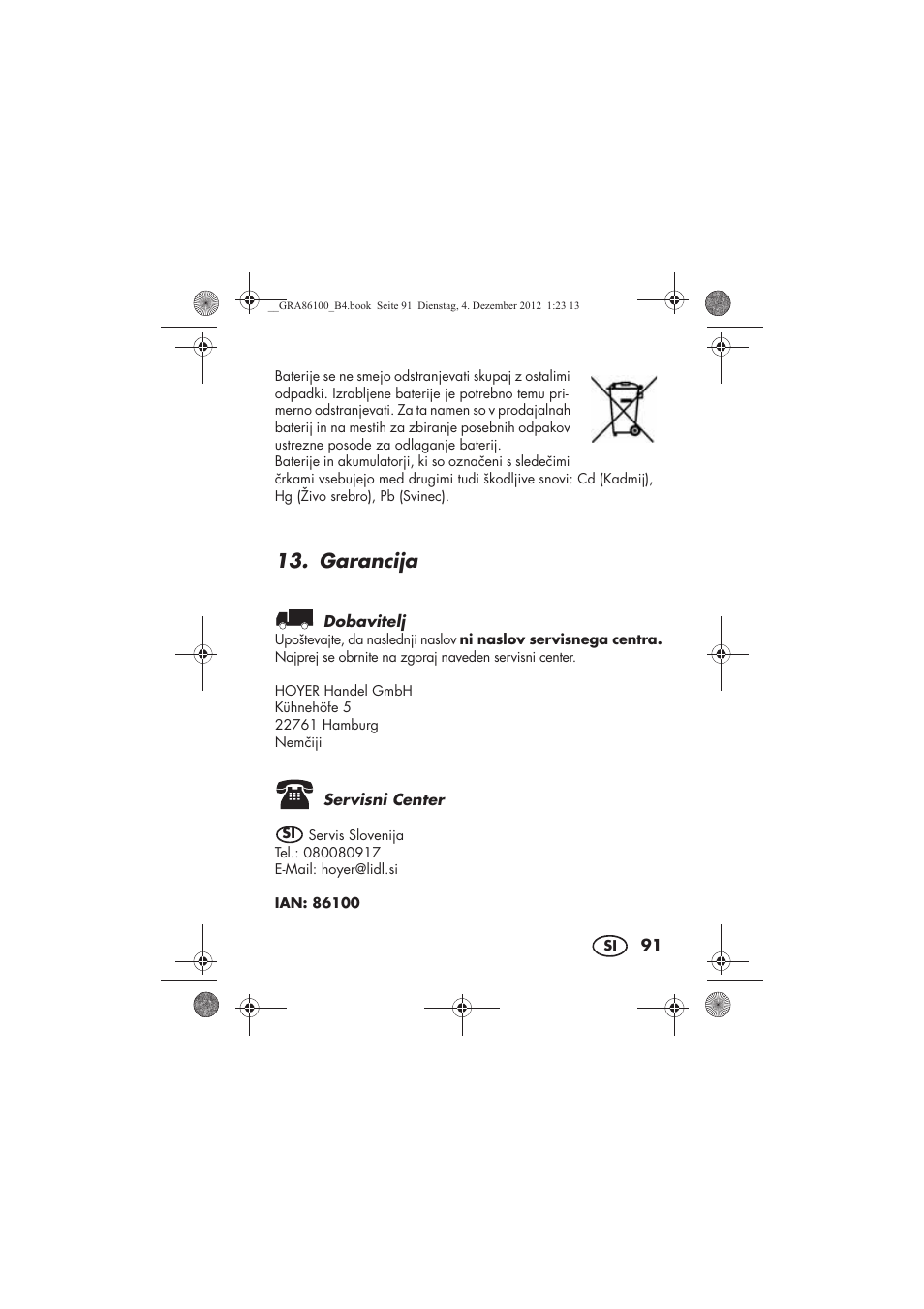 Garancija | Silvercrest SDR 1000 A1 User Manual | Page 93 / 160