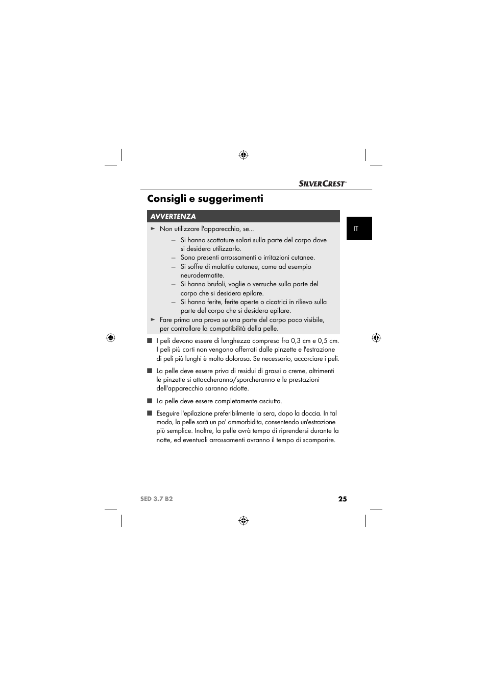 Consigli e suggerimenti | Silvercrest SED 3.7 B2 User Manual | Page 28 / 84