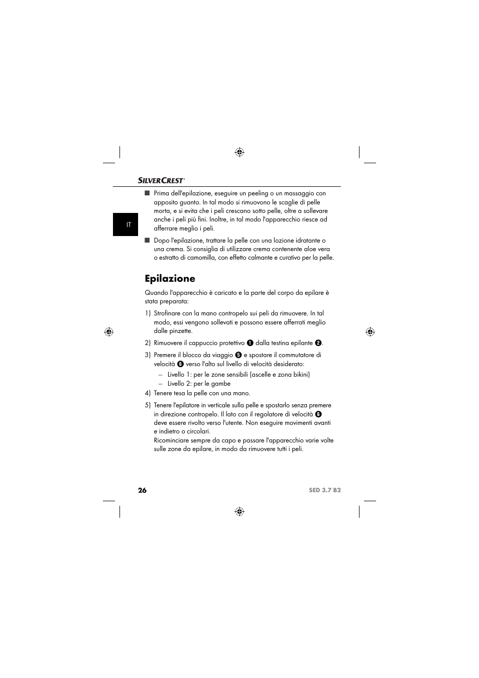 Epilazione | Silvercrest SED 3.7 B2 User Manual | Page 29 / 84