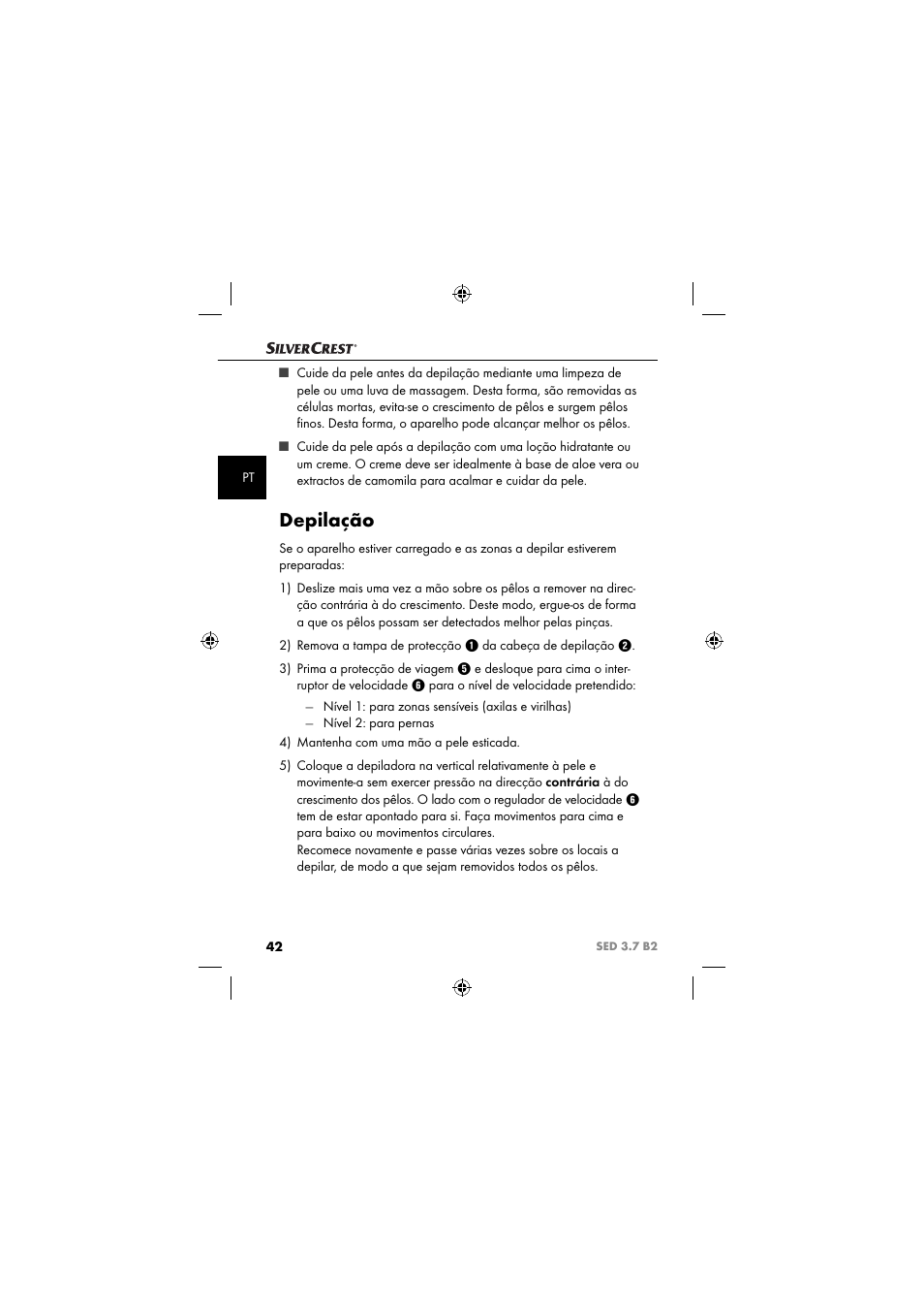 Depilação | Silvercrest SED 3.7 B2 User Manual | Page 45 / 84