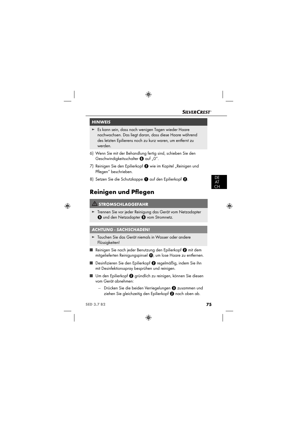 Reinigen und pﬂ egen | Silvercrest SED 3.7 B2 User Manual | Page 78 / 84