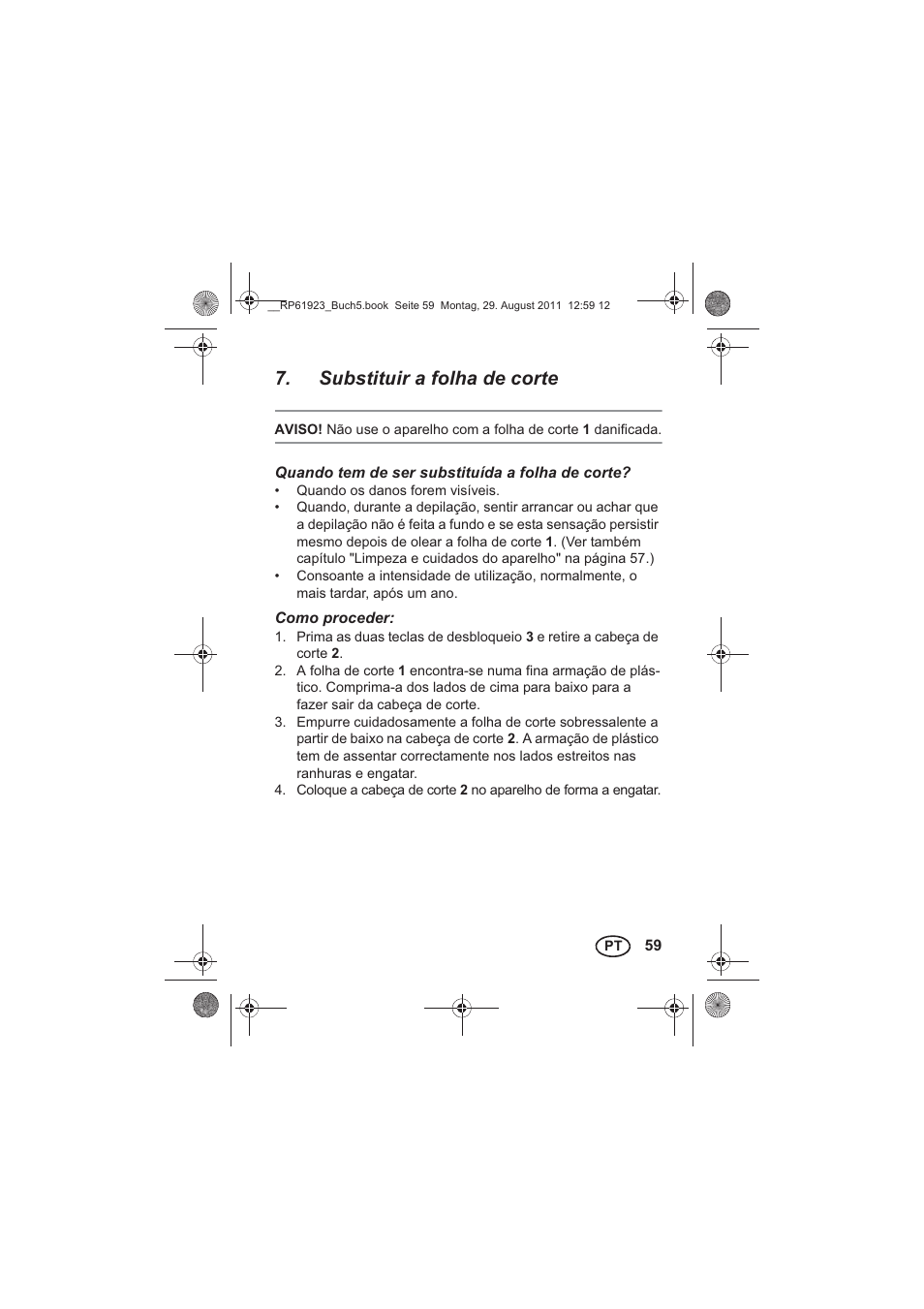 Substituir a folha de corte | Silvercrest SDR 1000 A1 User Manual | Page 61 / 114