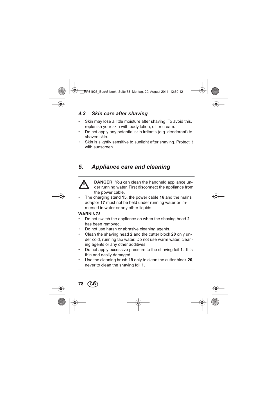 Appliance care and cleaning | Silvercrest SDR 1000 A1 User Manual | Page 80 / 114