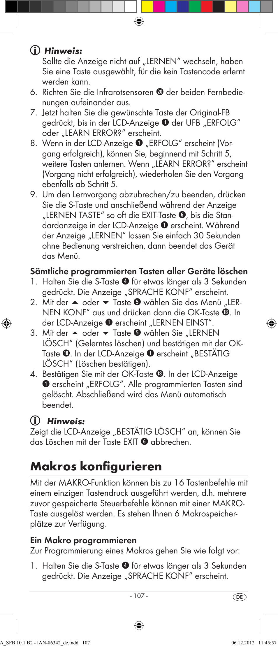 Makros konfigurieren | Silvercrest SFB 10.1 B2 User Manual | Page 109 / 116