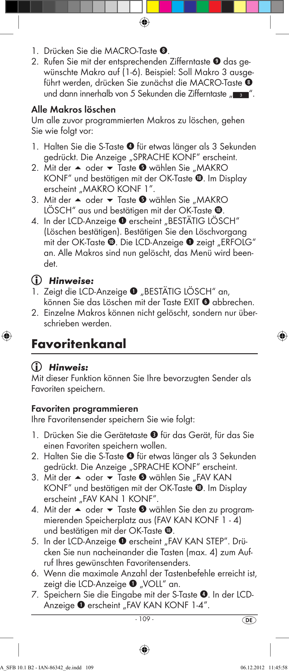 Favoritenkanal | Silvercrest SFB 10.1 B2 User Manual | Page 111 / 116