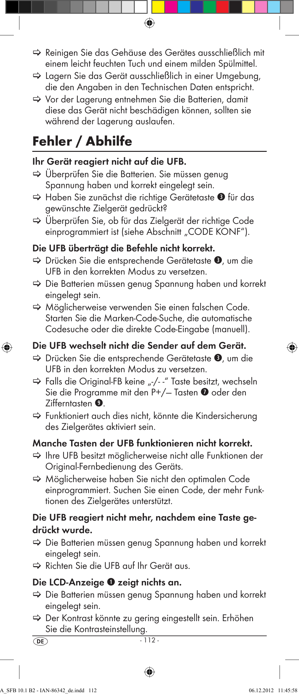 Fehler / abhilfe | Silvercrest SFB 10.1 B2 User Manual | Page 114 / 116