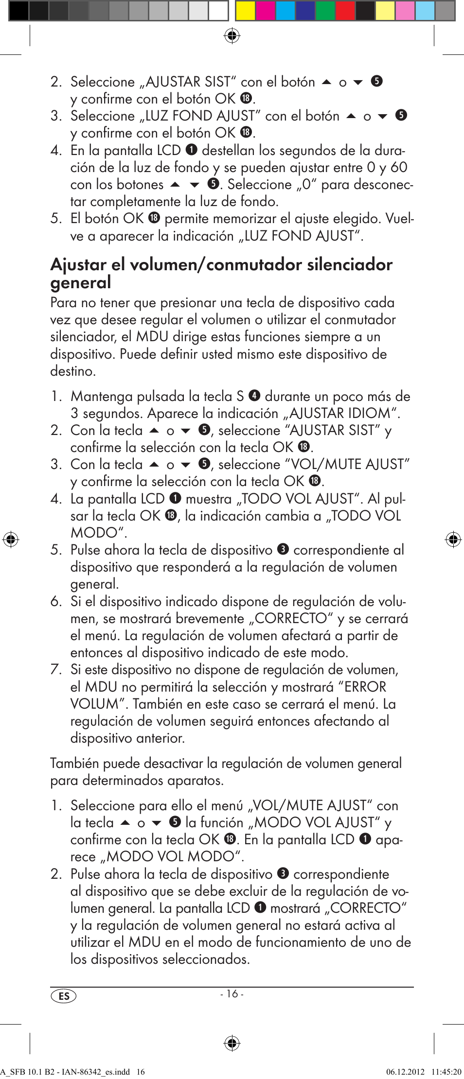 Ajustar el volumen/conmutador silenciador general | Silvercrest SFB 10.1 B2 User Manual | Page 18 / 116