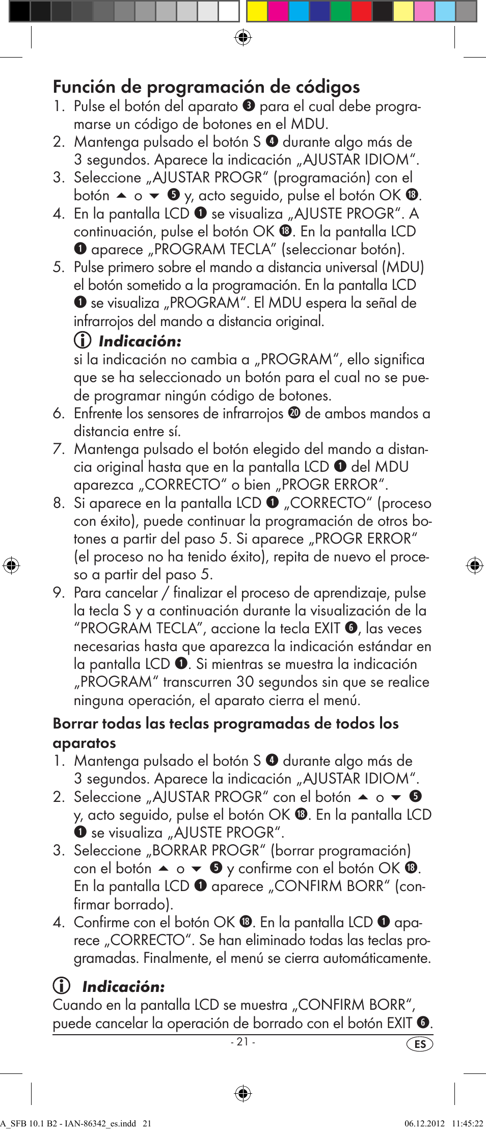 Función de programación de códigos | Silvercrest SFB 10.1 B2 User Manual | Page 23 / 116