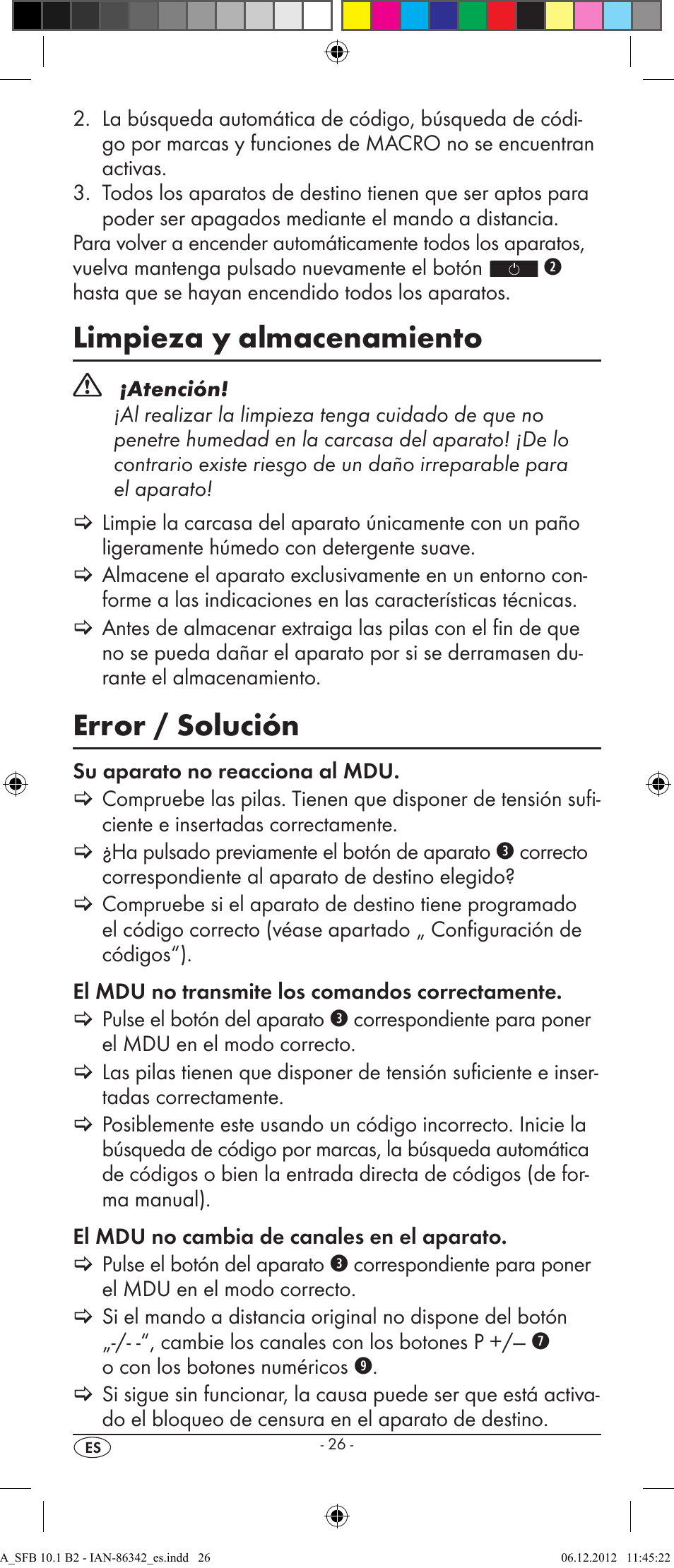 Limpieza y almacenamiento, Error / solución | Silvercrest SFB 10.1 B2 User Manual | Page 28 / 116