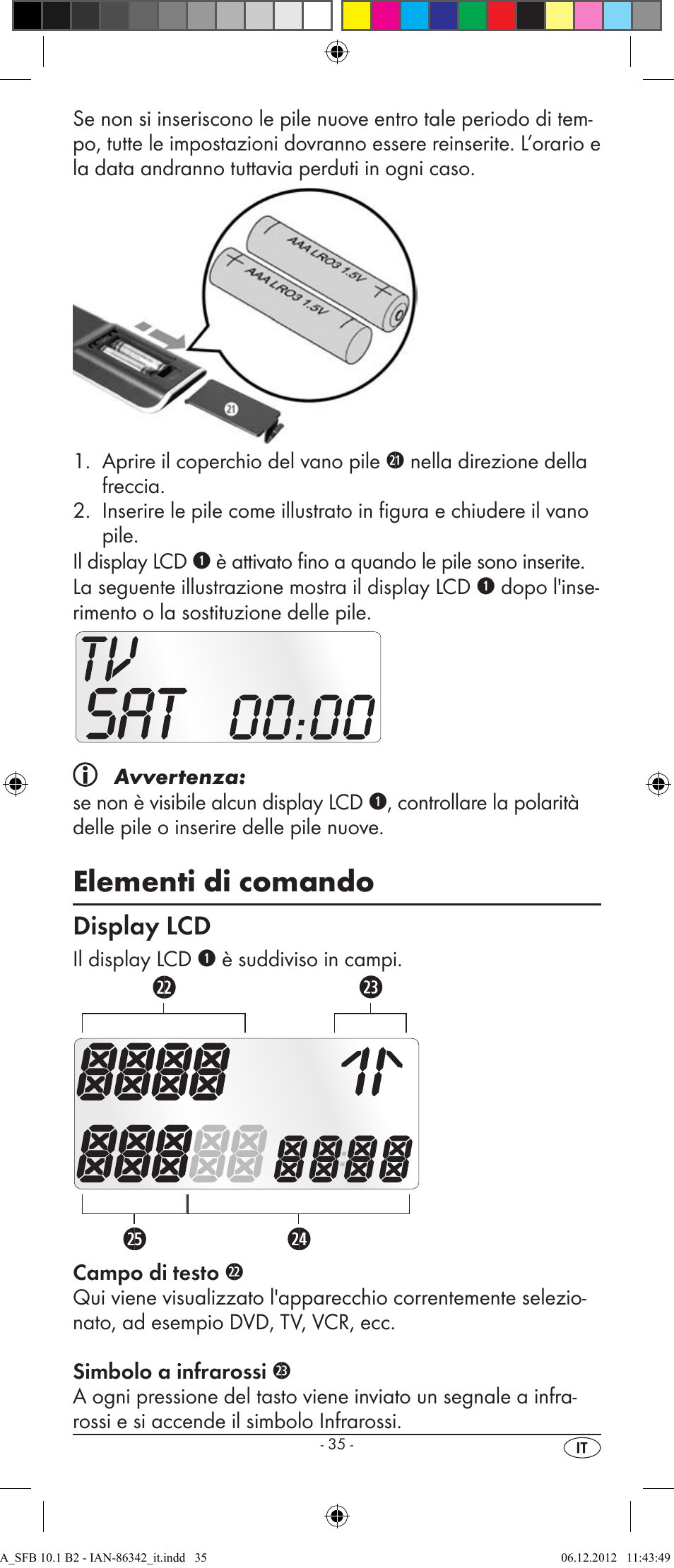 Elementi di comando, Display lcd | Silvercrest SFB 10.1 B2 User Manual | Page 37 / 116